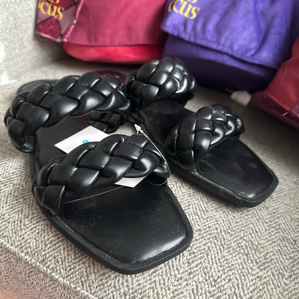 Chic Black Braided Sandals